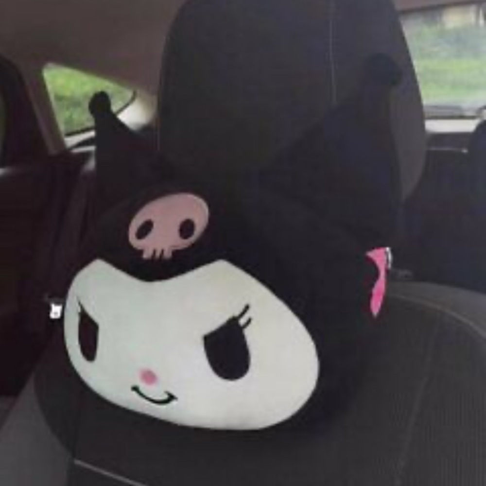 Sanrio Black Kuromi Car Headrest Pillows Plush - Picture 2 of 3